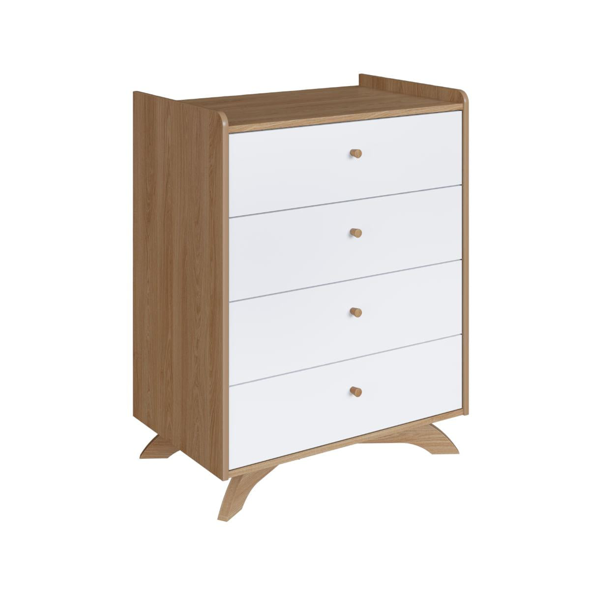 Cômoda Infantil 4 Gavetas Affetto em MDP Aveiro OAK com Branco Completa Móveis