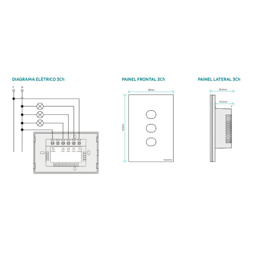 Interruptor Touch Wi-Fi Smart Tramontina Branco com 3 Canais