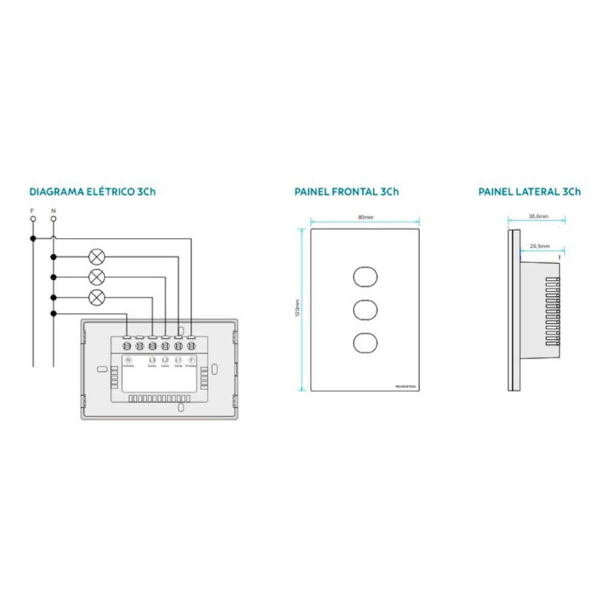 Interruptor Touch Wi-Fi Smart Tramontina Branco com 3 Canais