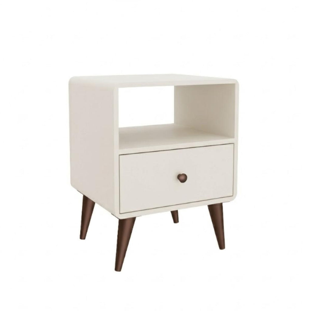Mesa de Cabeceira 1 Gaveta Curve Off White 45x40x58cm Movelbento