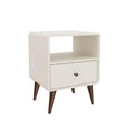 Mesa de Cabeceira 1 Gaveta Curve Off White 45x40x58cm Movelbento
