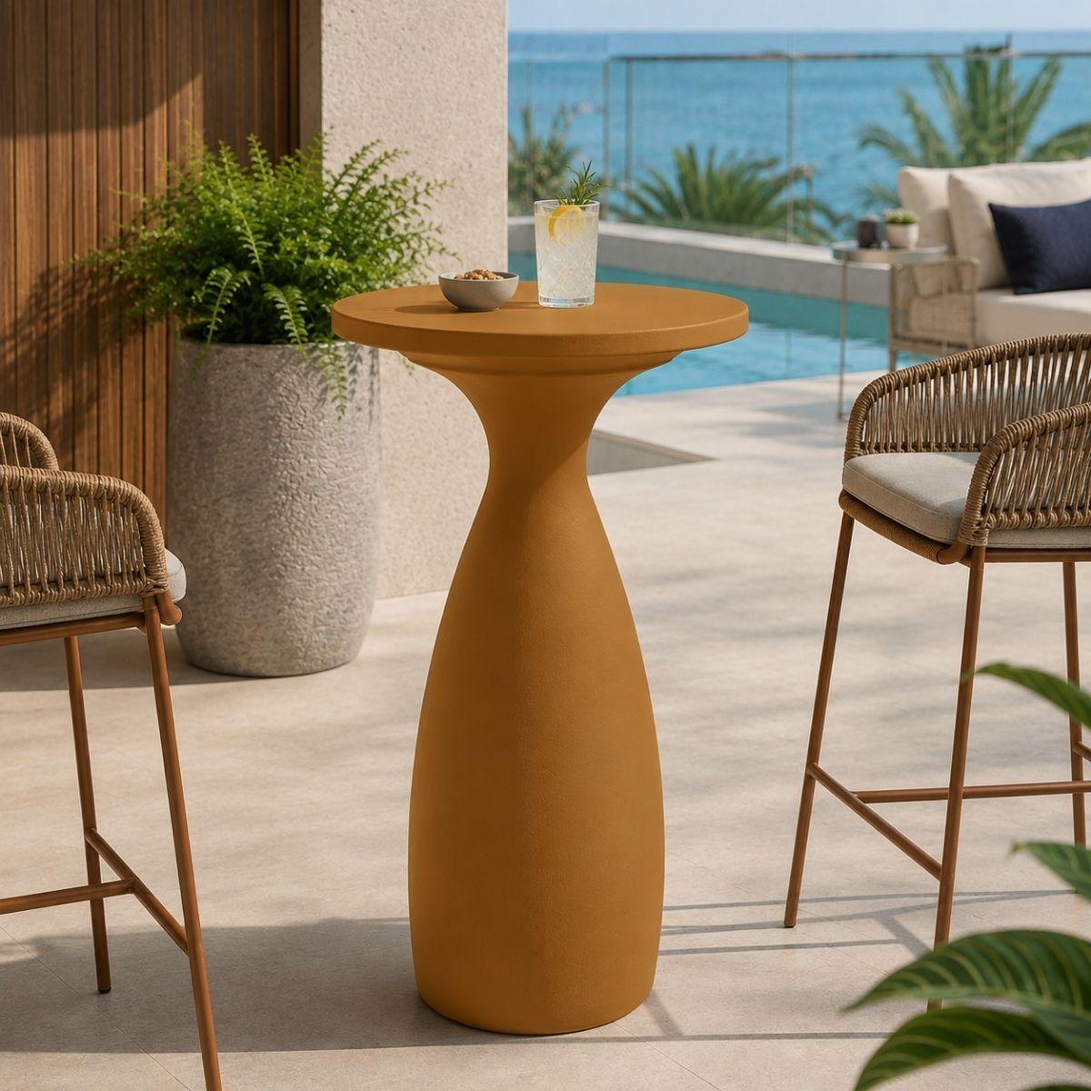 Mesa Alta Tramontina Flut Amarelo 65x111 cm em Polietileno