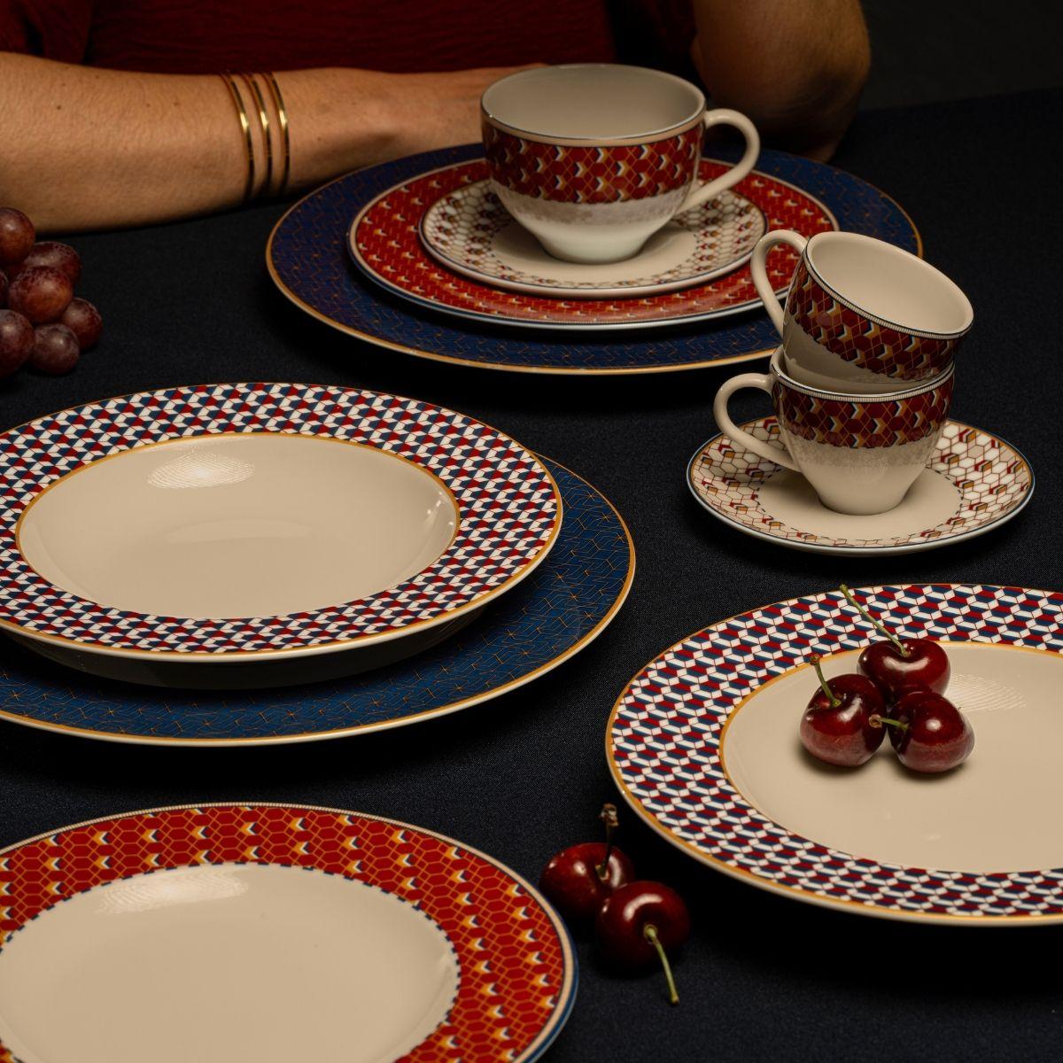 Aparelho de Jantar Tramontina Lazuli em Porcelana Decorada 30 Peças