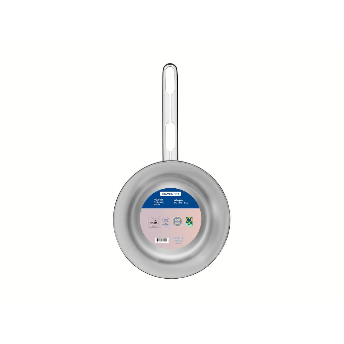 Frigideira Tramontina Allegra Aço Inox e Fundo Triplo 24 cm 2,1 L