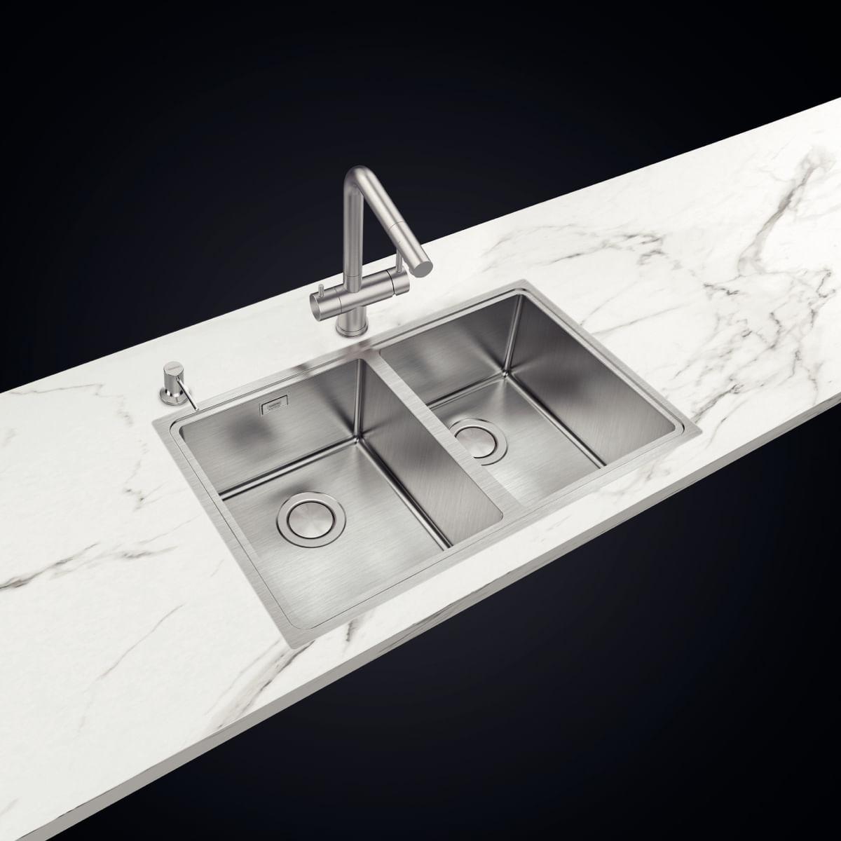Cuba Tramontina Quadrum 2C 34 Aço Inox 77x46 cm Acetinado Outlet
