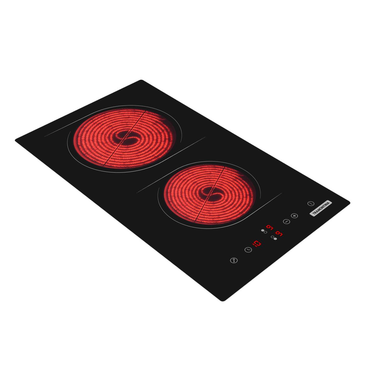 Cooktop Elétrico Tramontina Dominó Vitrocerâmico com 2 Áreas de Aquecimento e Comando Touch