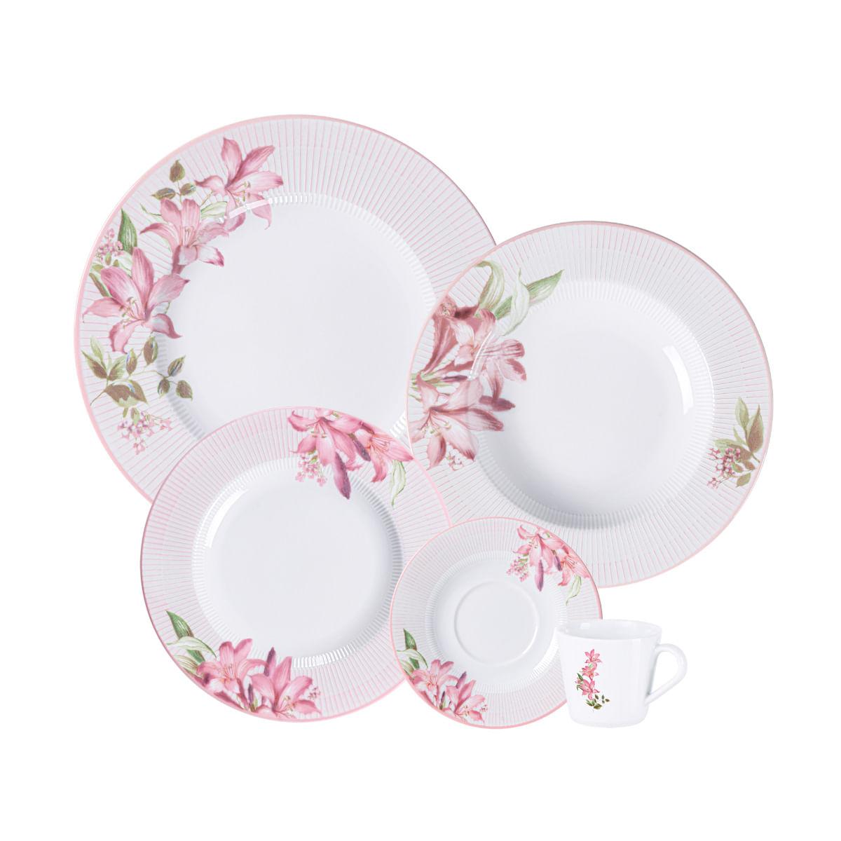 Aparelho de Jantar Tramontina Poème em Porcelana Decorada 20 Peças