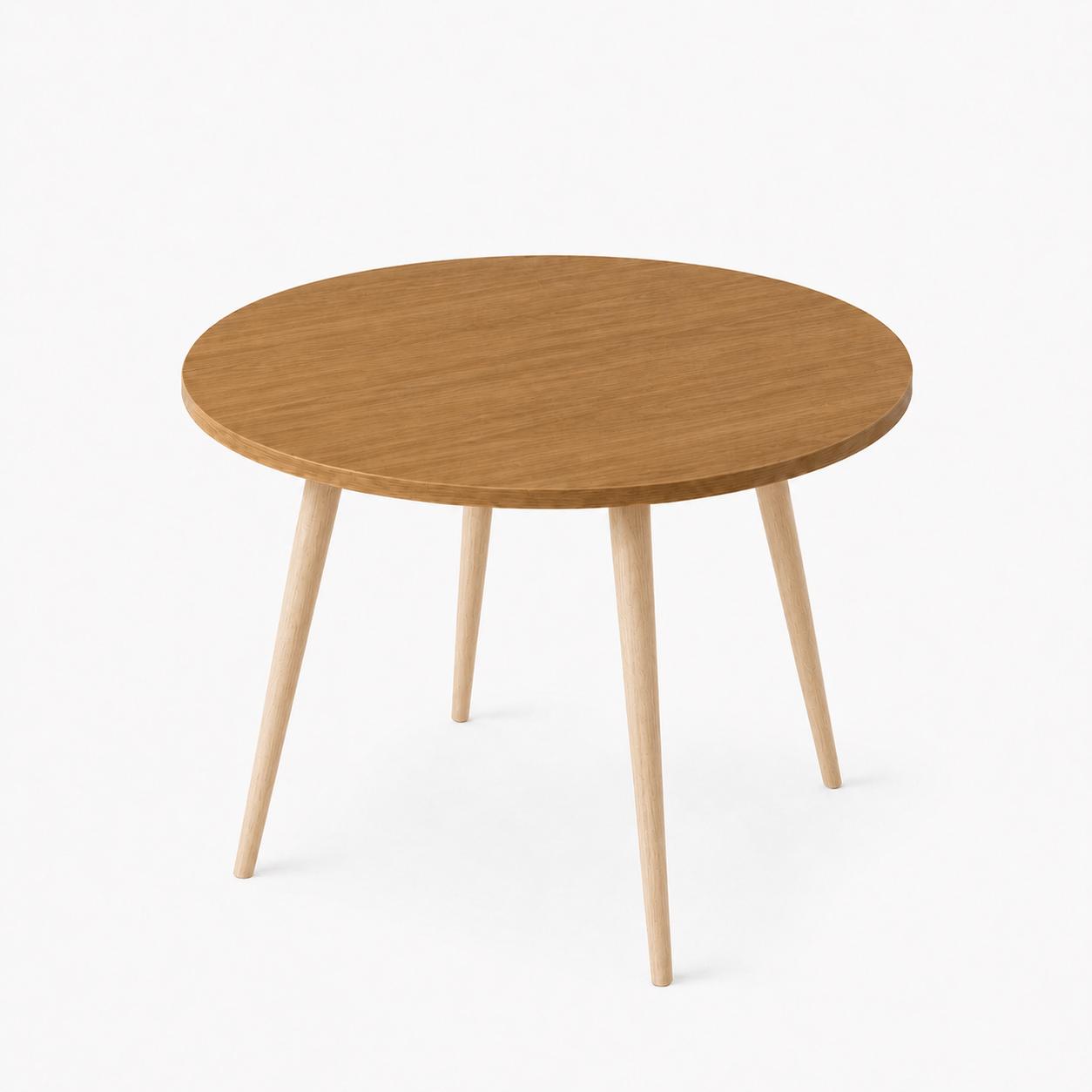 Mesa Jantar Sofia Redonda 80cm Freijó Natura 18mm Pés de Madeira Natural Marin