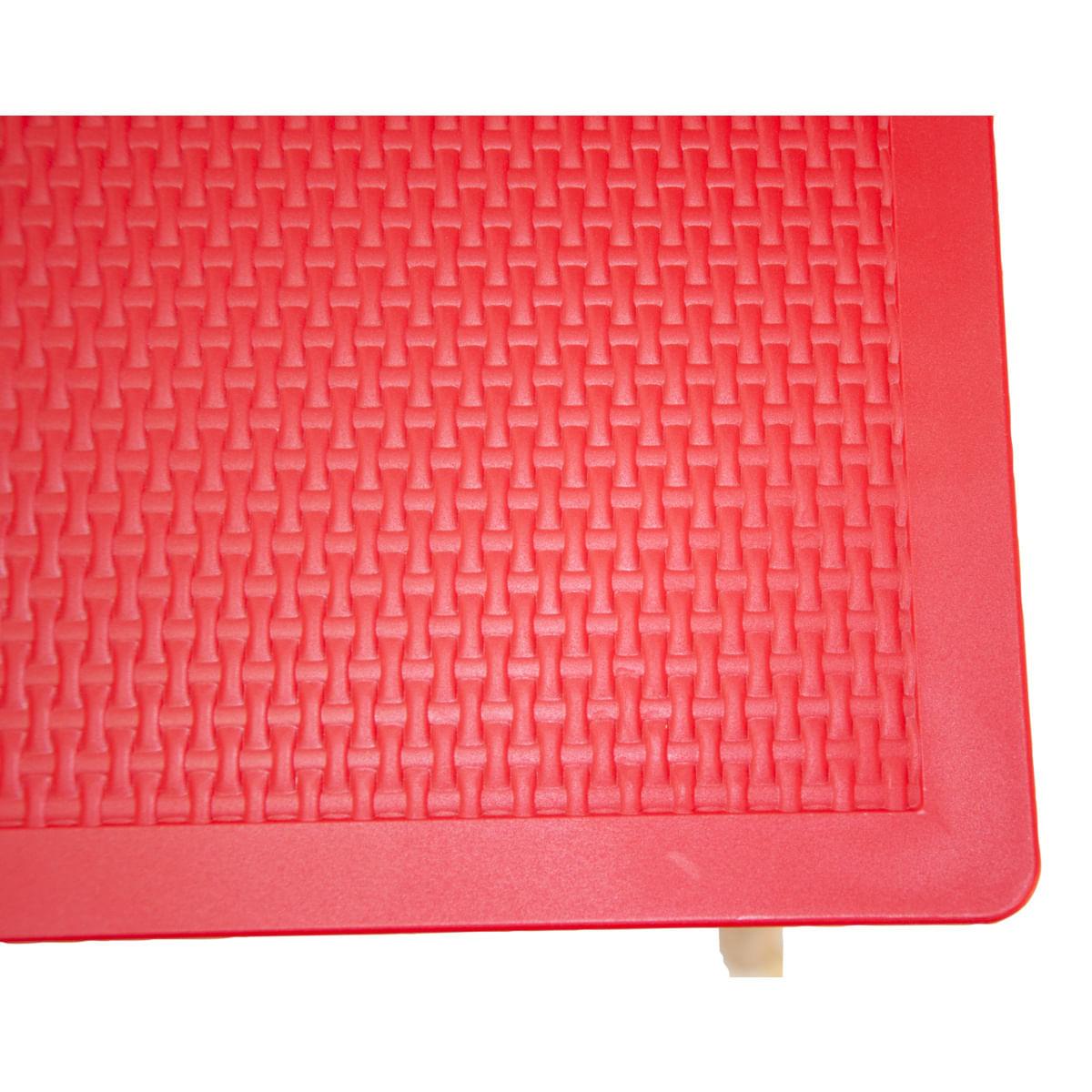 Mesa Tramontina Laura Rattan 70 cm em Polipropileno Vermelho com Pernas de Alumínio Anodizado