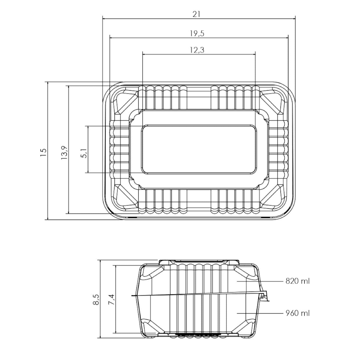 Embalagem para Rocambole Pequeno GA17 Transparente 100un 21x15x8cm Galvanotek