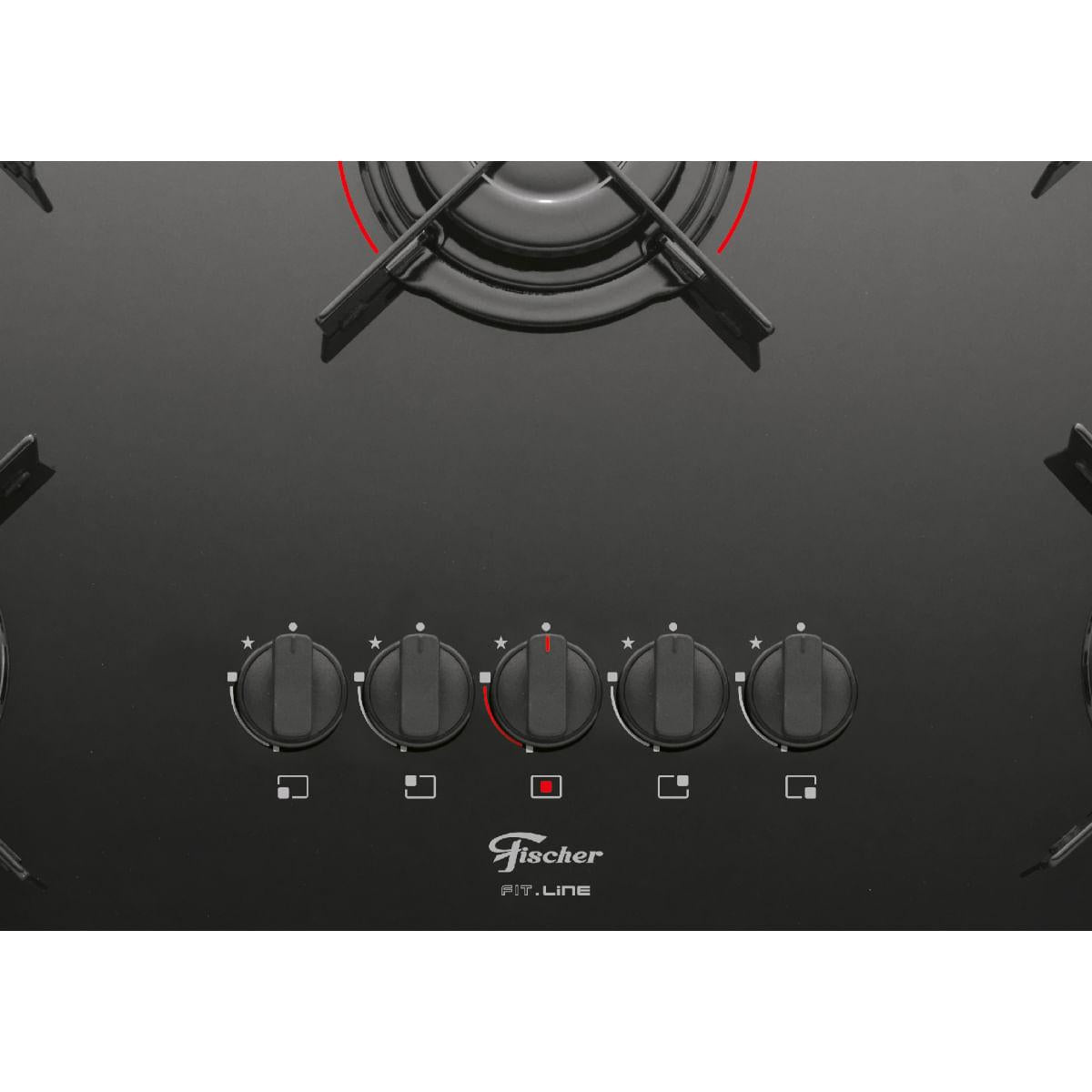 Fogão Cooktop Fischer 5Q Fit Line Gás Mesa Vidro