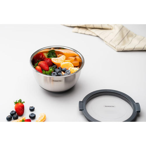 Bowl Tramontina Cucina em Aço Inox com Tampa Plástica 19 cm 1,5 Litros