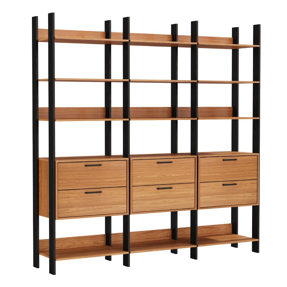 Closet em MDF 6 Gavetas Freijó/Preto Fosco 218 cm TW405 JPF Dalla Costa