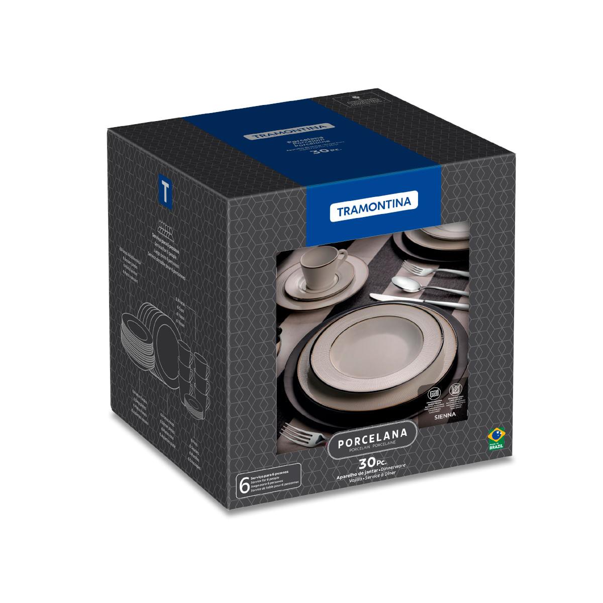 Aparelho de Jantar Tramontina Sienna em Porcelana Decorada 30 Peças