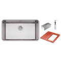 Cuba Tramontina Quadrum 70 U Undermount em Aço Inox Scotch Brite 70 x 40 cm com Dosador de Sabão, Tábua e Cesto