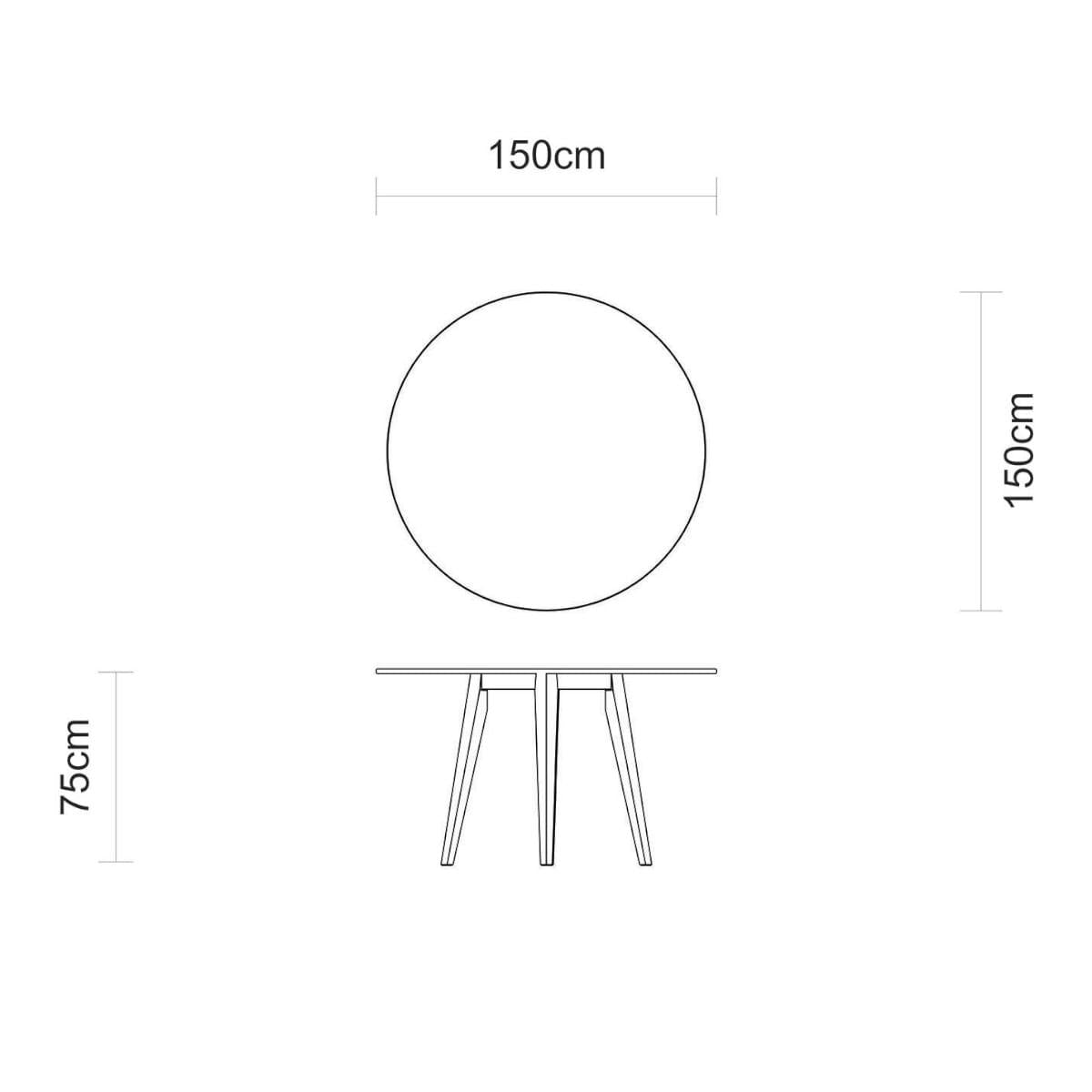 Mesa Redonda Tramontina London em Madeira Tauarí Envernizado Castanho Escuro 150 cm