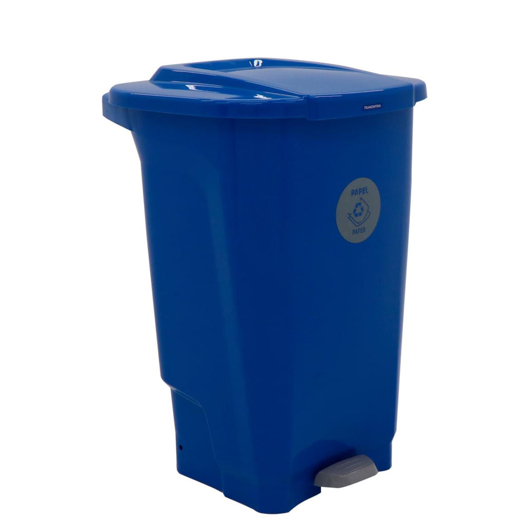 Lixeira Tramontina T-Force Coleta Seletiva Papel em Polipropileno Azul 100 L
