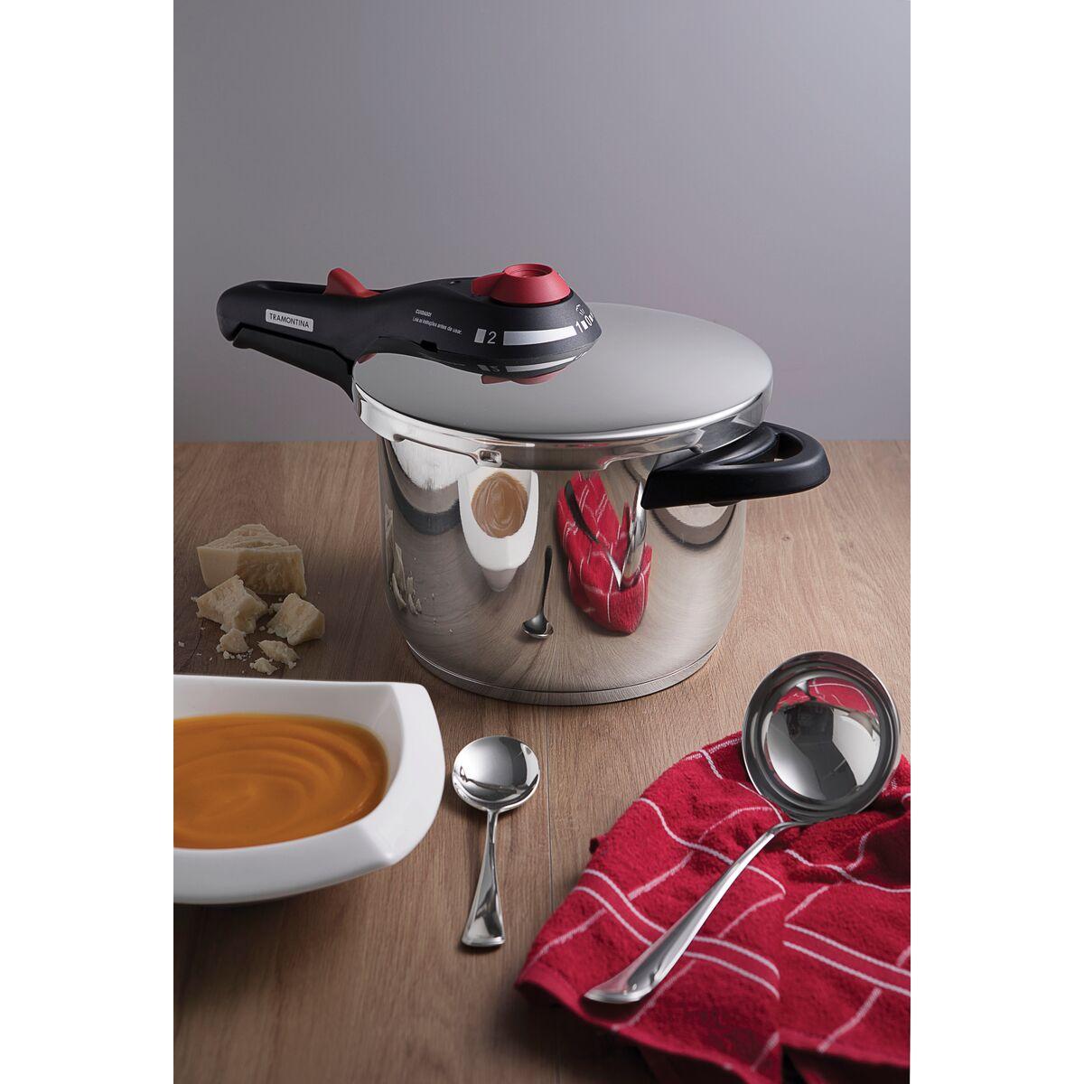 Panela de Pressão Tramontina Solar em Aço Inox 22 cm 4,5 Litros 5 Dispositivos de Segurança