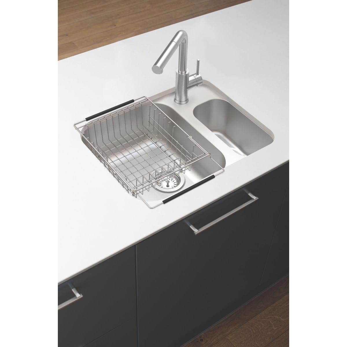 Cuba Tramontina Isis Plus em aço inox Acetinado 58 x 45 cm com válvula e cesto aramado 94036142