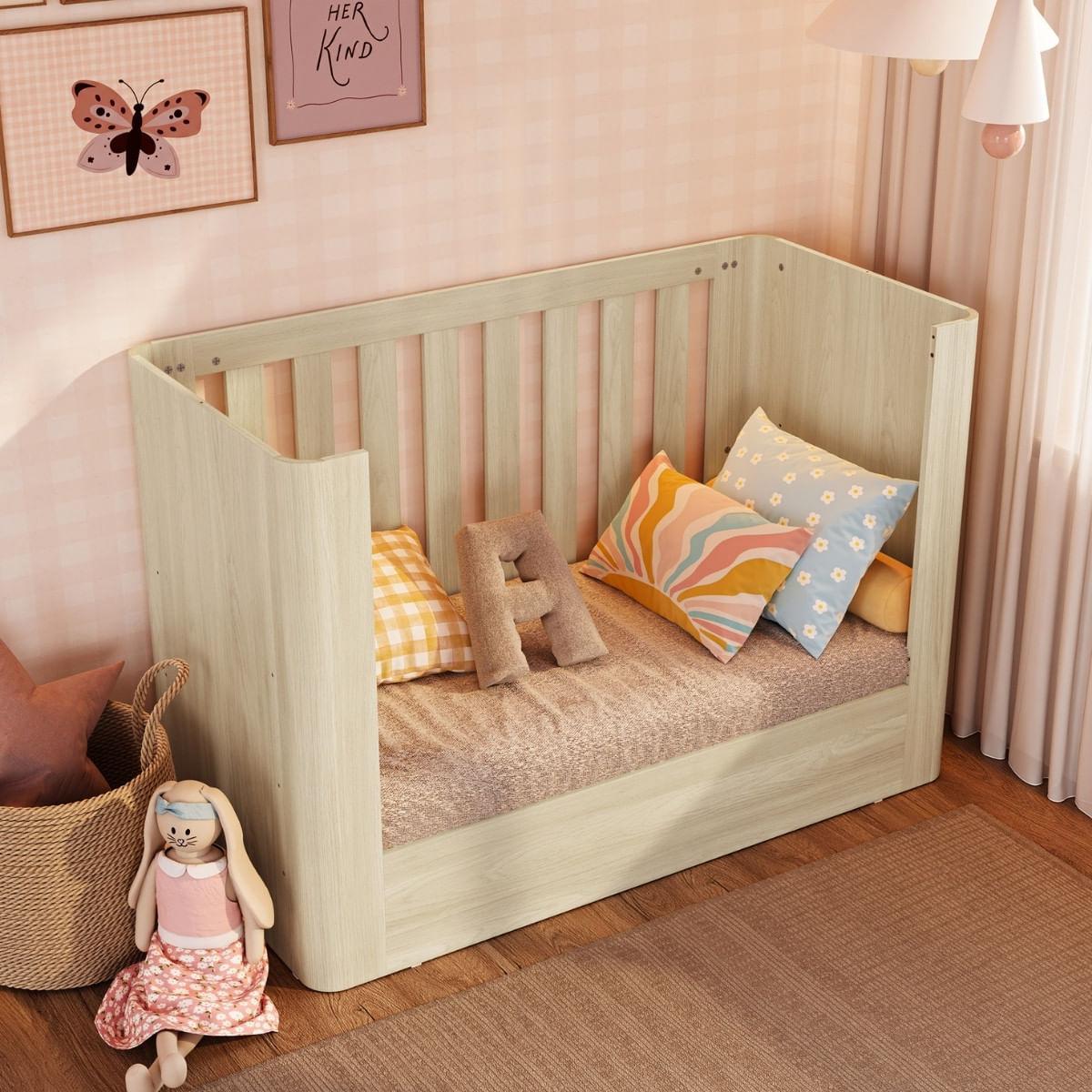 Berço Curvo Essencial Carvalho Araguaia 133x64x90 cm Completa Móveis