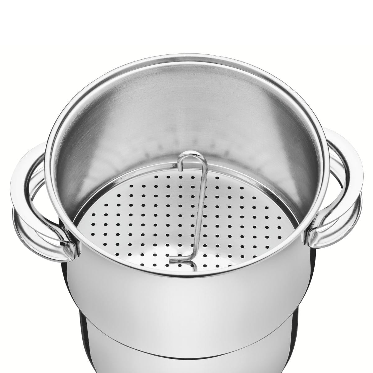 Cuscuzeira Tramontina Solar em Aço Inox com Tampa e Alças 2,2L 14cm