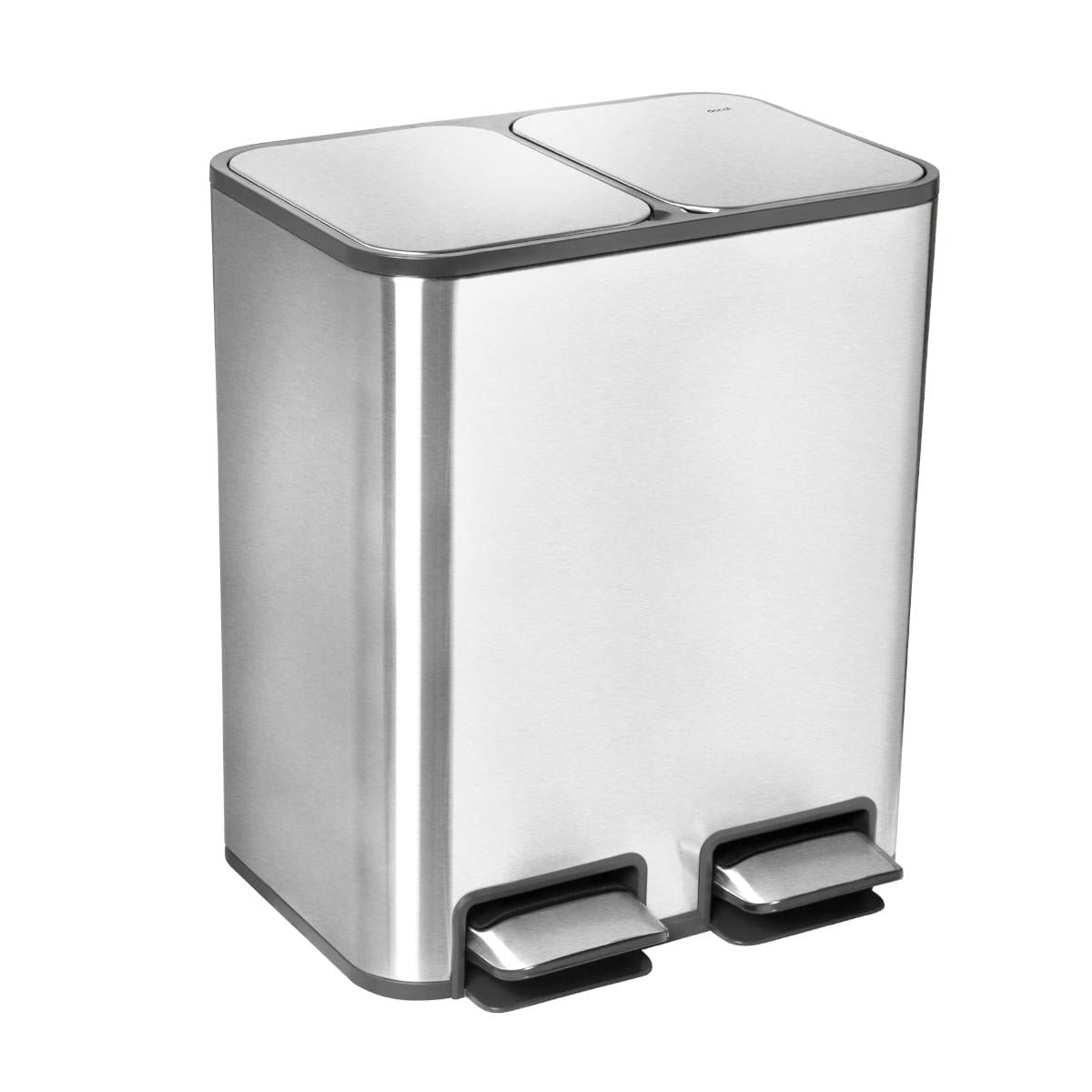 Lixeira Dupla com Pedal Piso Docol Flat 20L (10+10L) Aço Inox Balde Removível