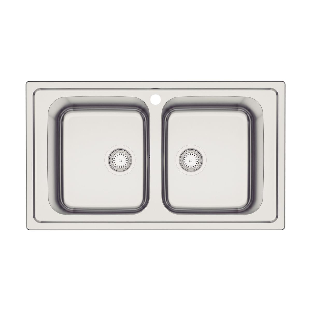 Cuba de Sobrepor Tramontina Marea Deep 2C 34 em Aço Inox Acetinado 86 x 50 cm com Furo para Torneira