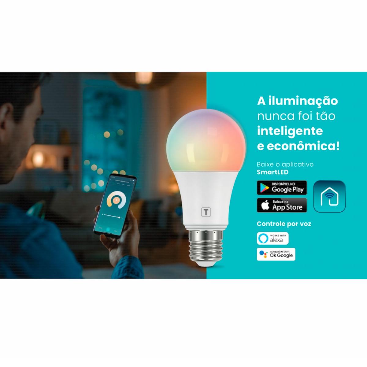 Lâmpada de LED Smart Tramontina Base E27 10 W Bivolt com 16 Milhões de Cores RGBW Wi-Fi + Bluetooth