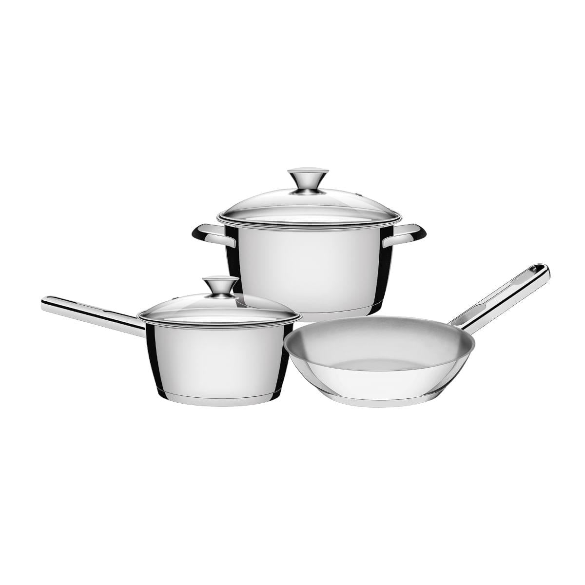 Jogo de Panelas Tramontina Allegra Aço Inox Fundo Triplo 3 Peças