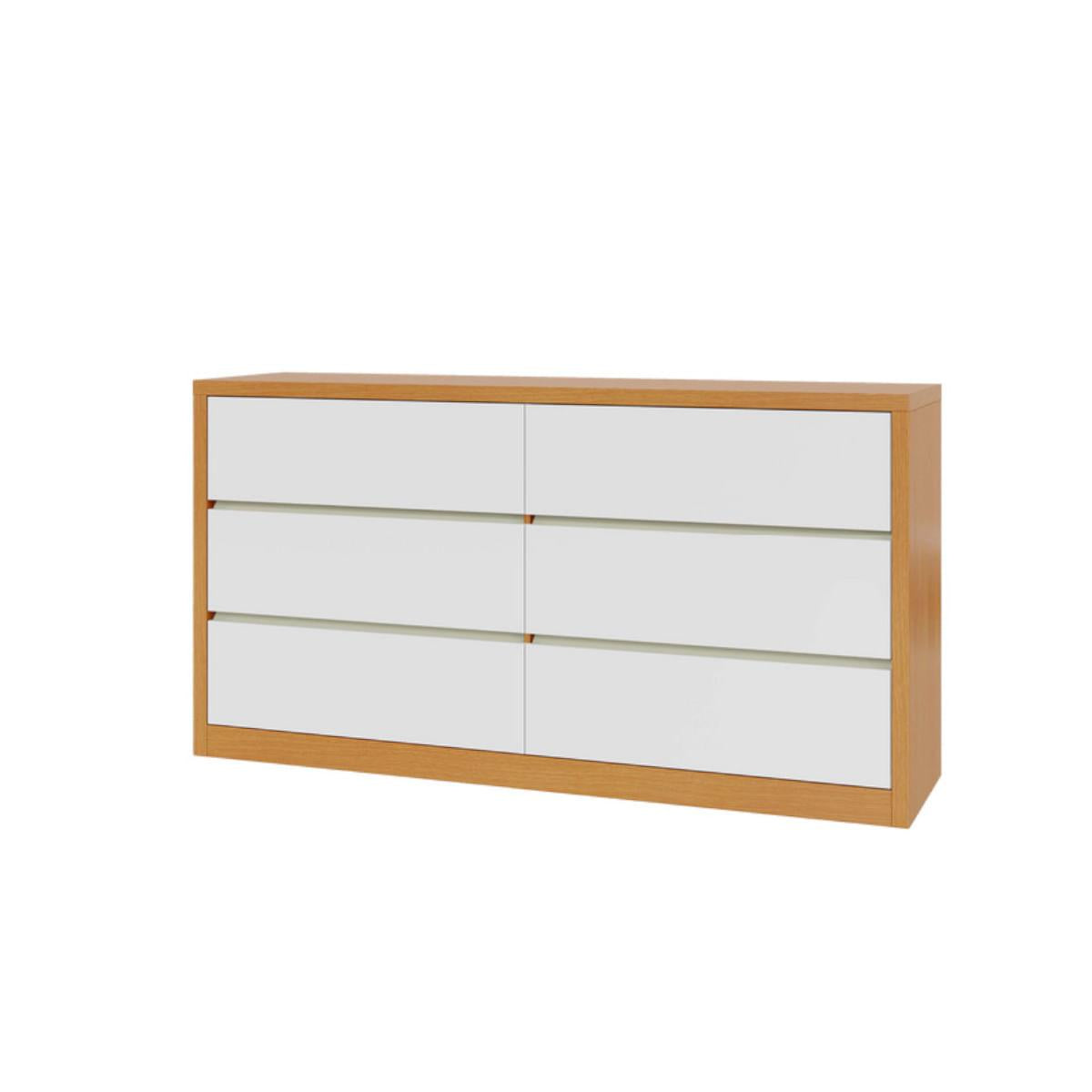 Cômoda 6 Gavetas em MDF Freijó Off White 180x47x95 cm Dalla Costa