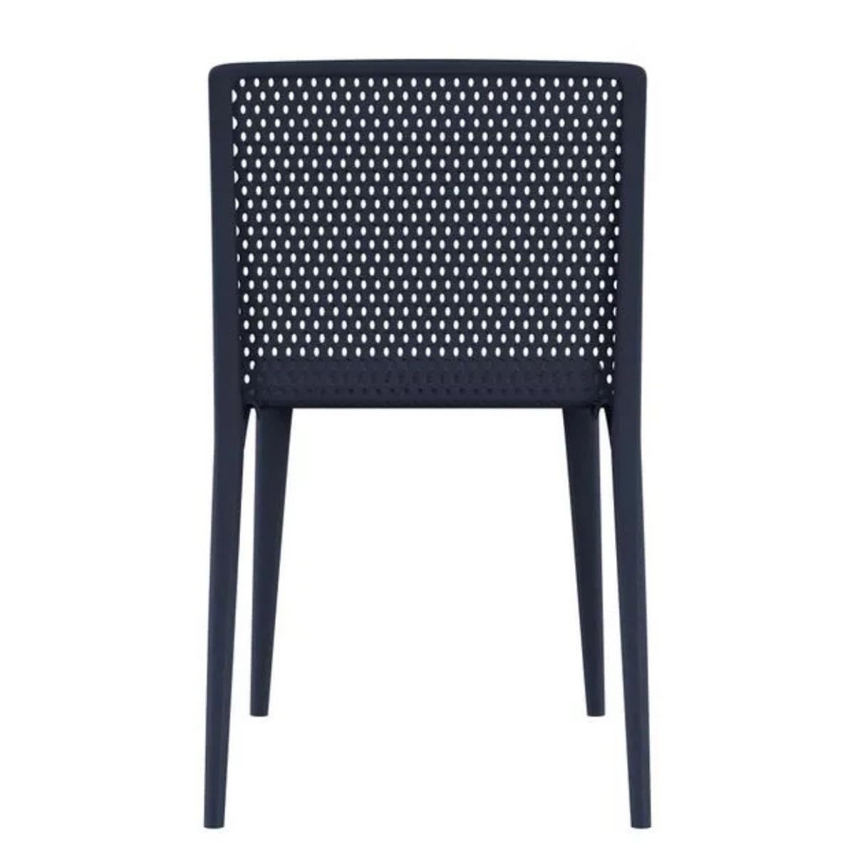 Kit 4 Cadeiras Dots Azul Navy Empilháveis em Polipropileno