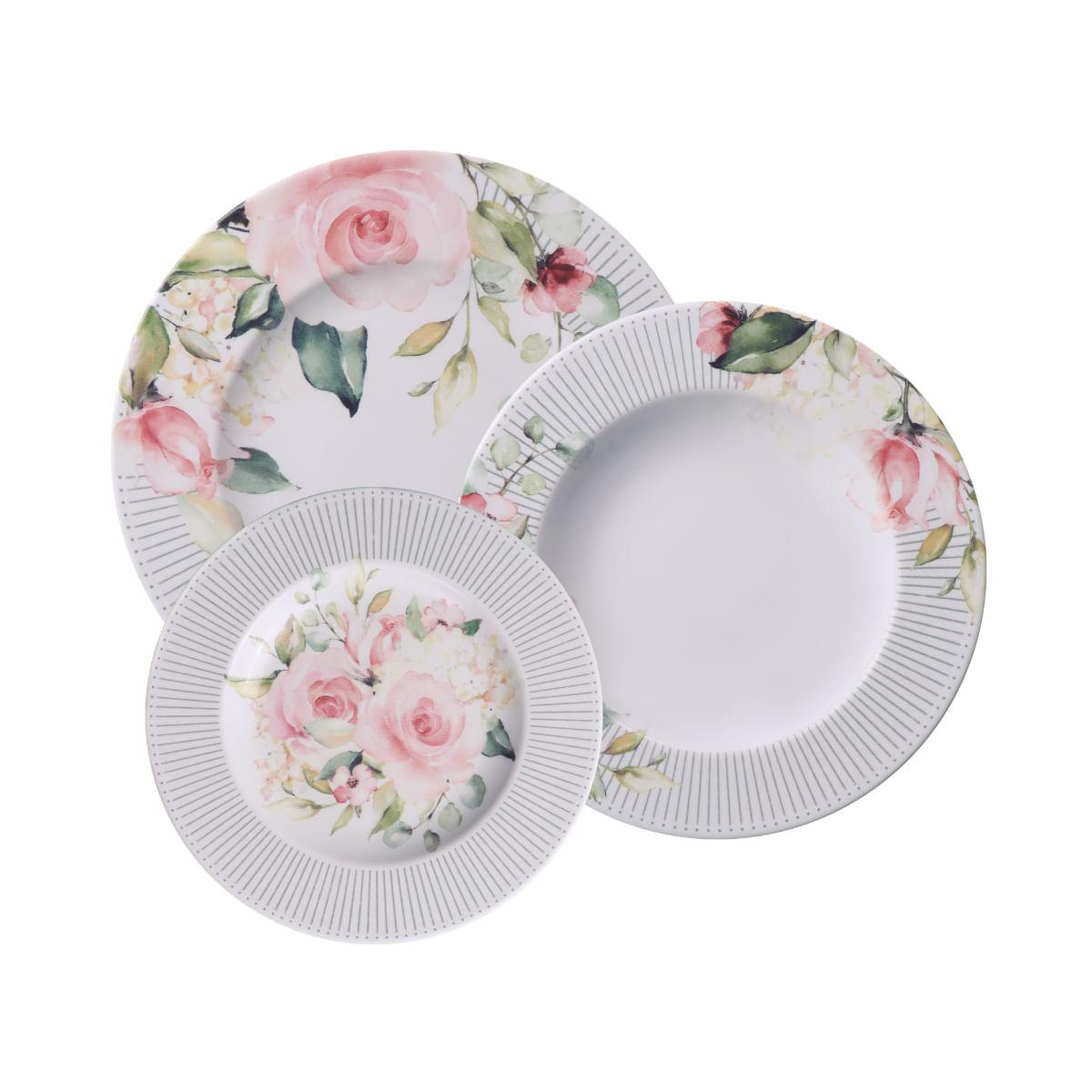 Jogo de Pratos Tramontina Ornatta em Porcelana Decorada 12 Peças