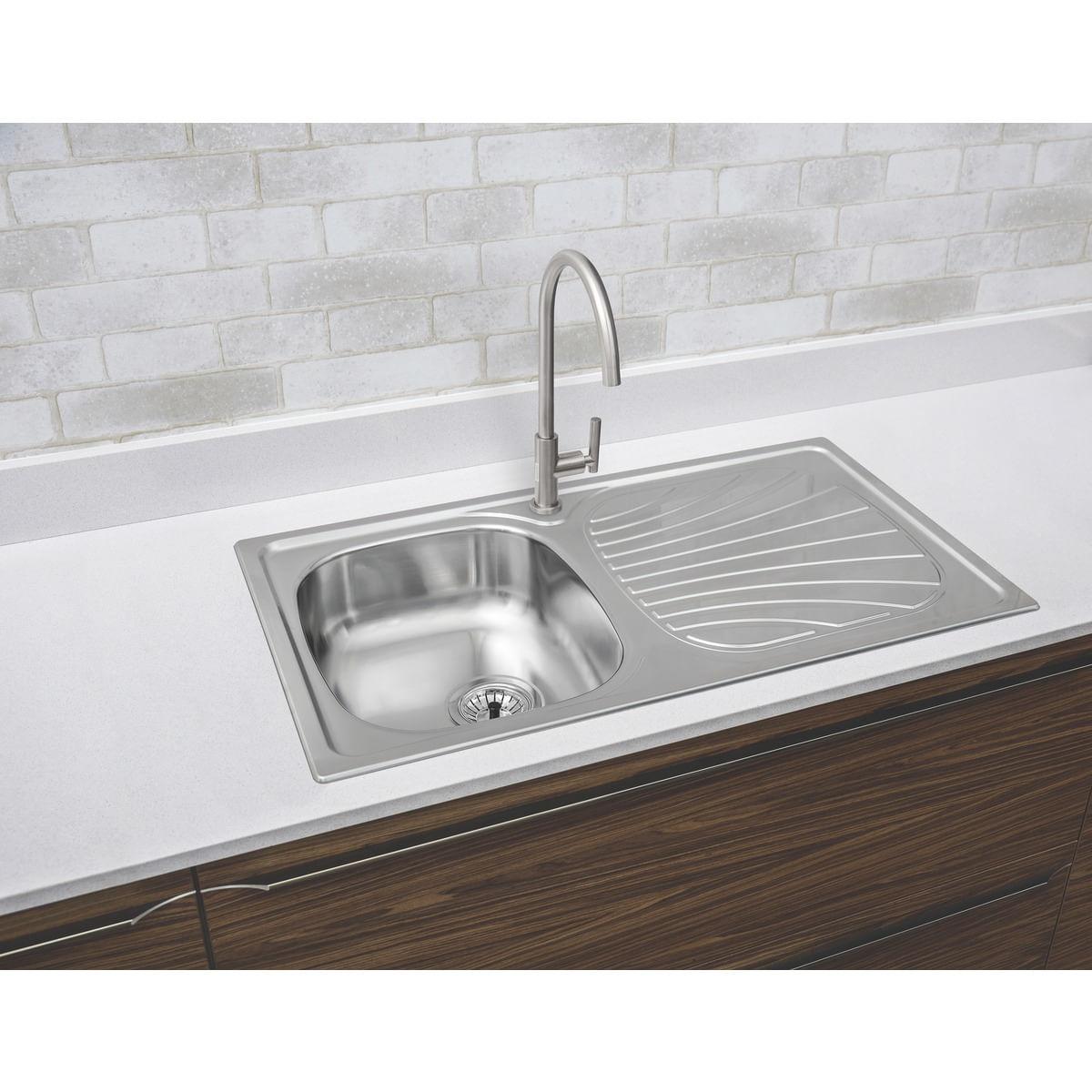 Cuba de Sobrepor Tramontina Alpha 34 R em Aço Inox Pré Polido 86 x 50 cm Perfecta com Válvula