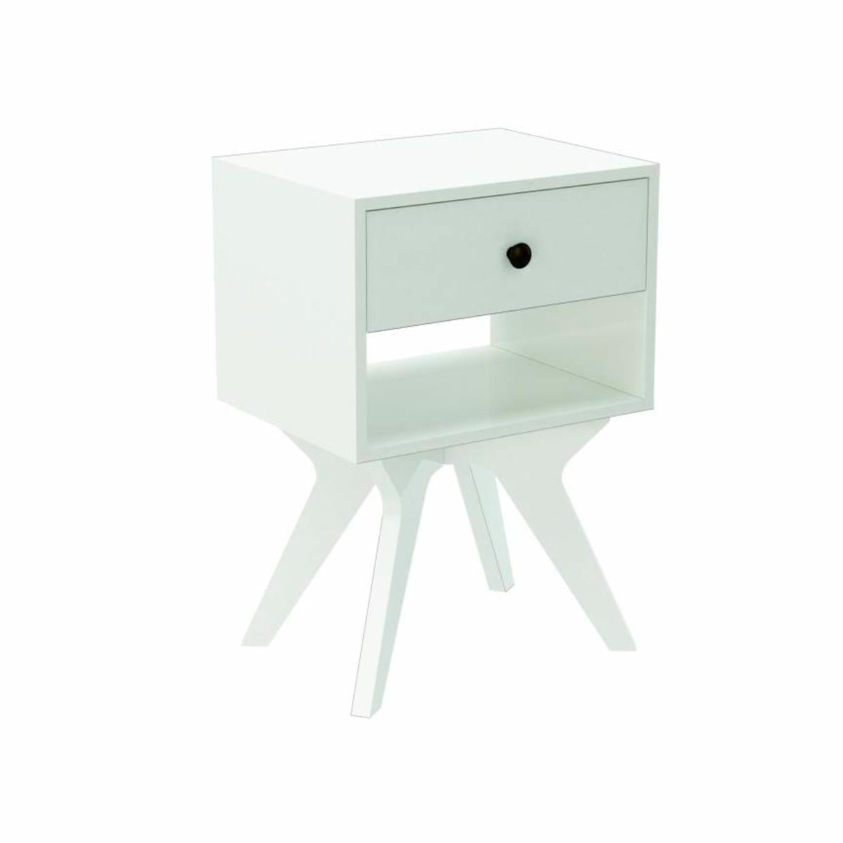 Mesa de Cabeceira Retrô em MDF 45 cm com 1 Gaveta TW47 Off White Dalla Costa