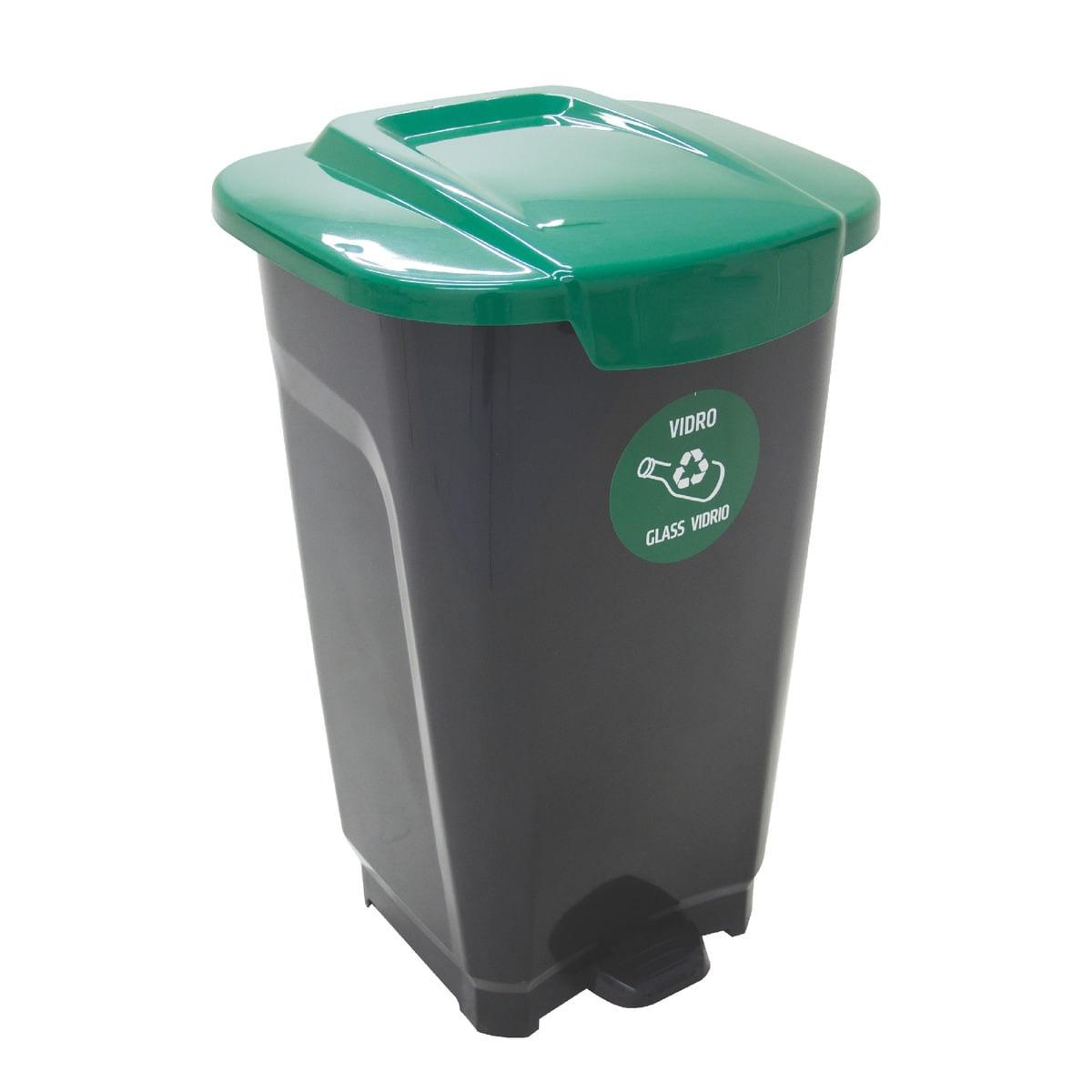 Lixeira T-Force 50 Litros Preta com tampa Verde Tramontina 92813209