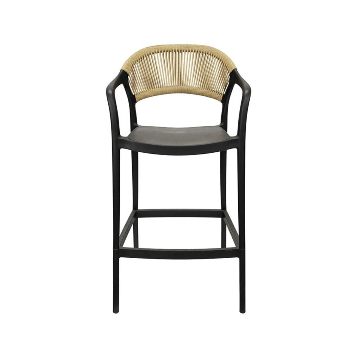Banqueta Juna Or Design Preta em Polipropileno com Rattan UV
