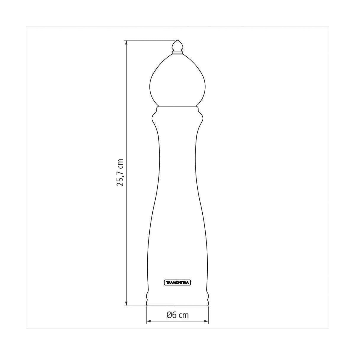 Moedor de Pimenta e Sal Tramontina Black em Cerâmica com Recipiente de Madeira 10"