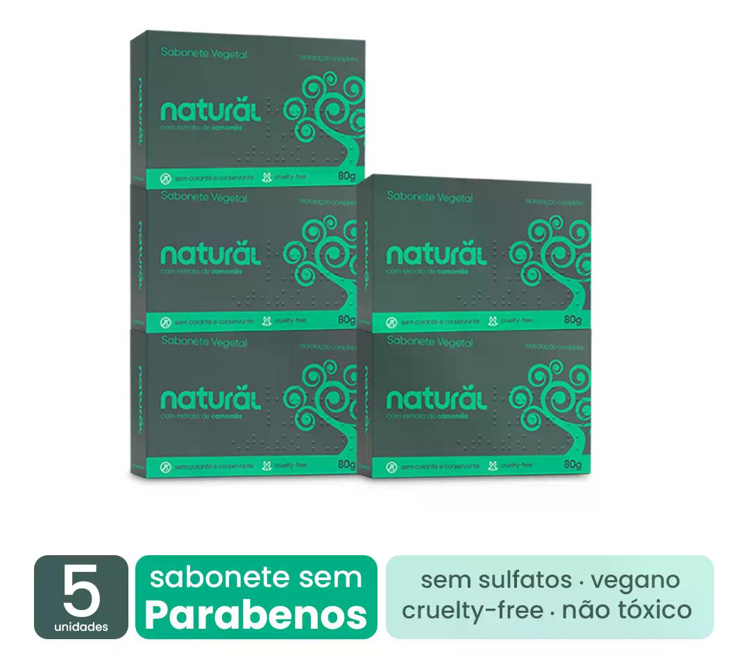 Kit 5 Sabonetes Naturais com Camomila 80g – Vegano