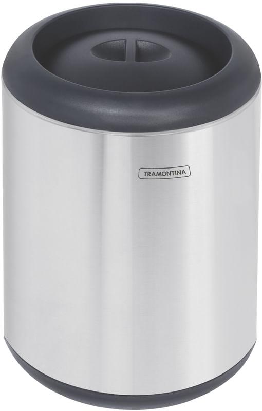 Lixeira Cápsula Inox Com Tampa Preta 10 Litros Tramontina 94540006