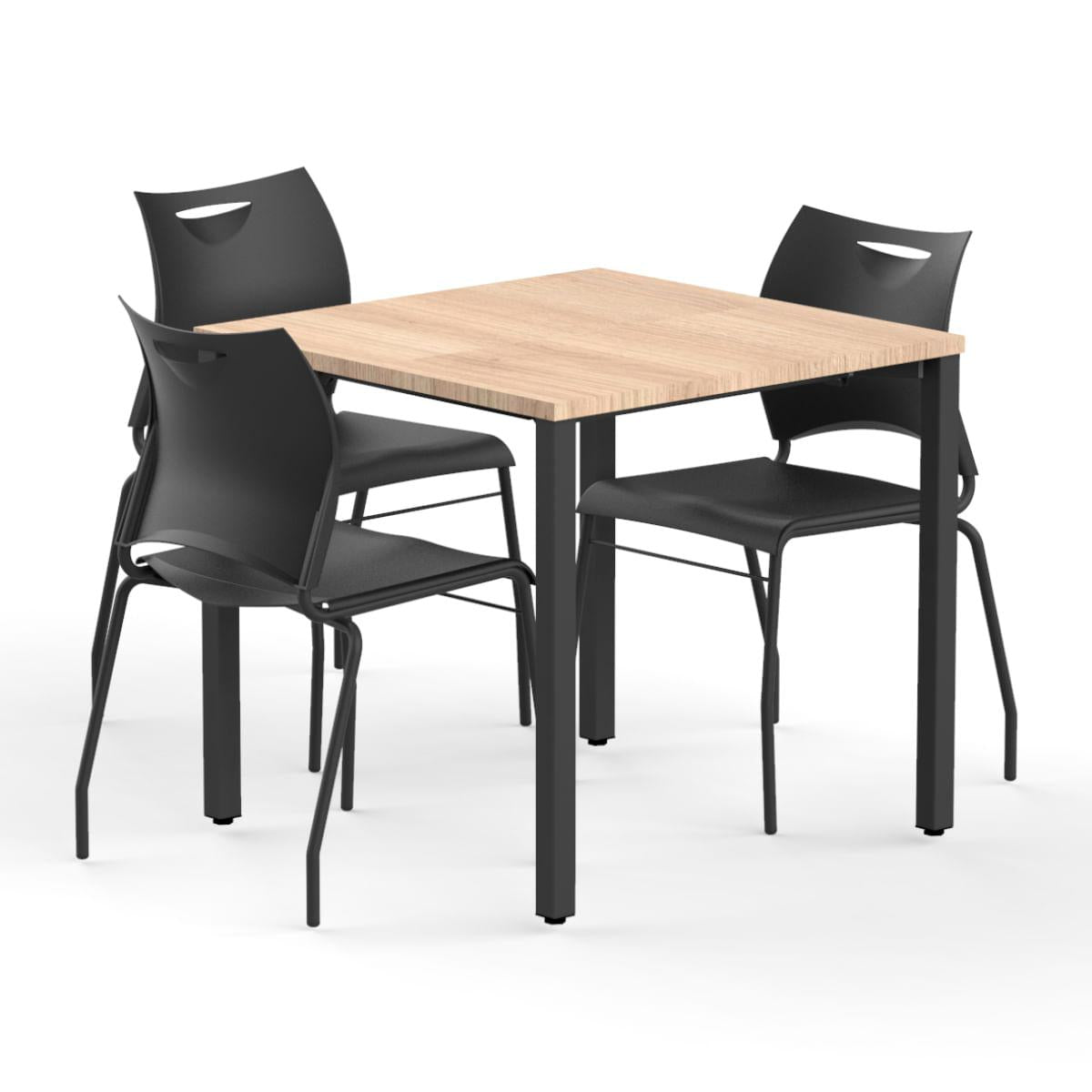 Mesa Parus 4 Lugares 80x80 cm Tampo em MDP 25mm Treviso e Pernas em Aço Preto Roal