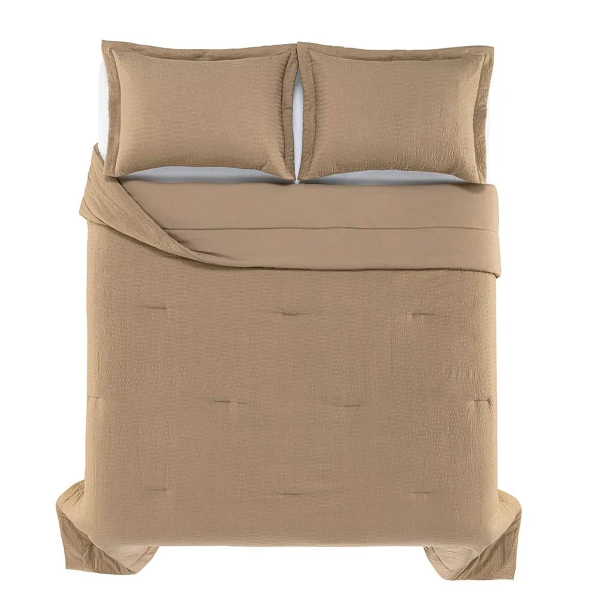 Colcha Queen Karsten com 2 Porta Travesseiros Melim Taupe
