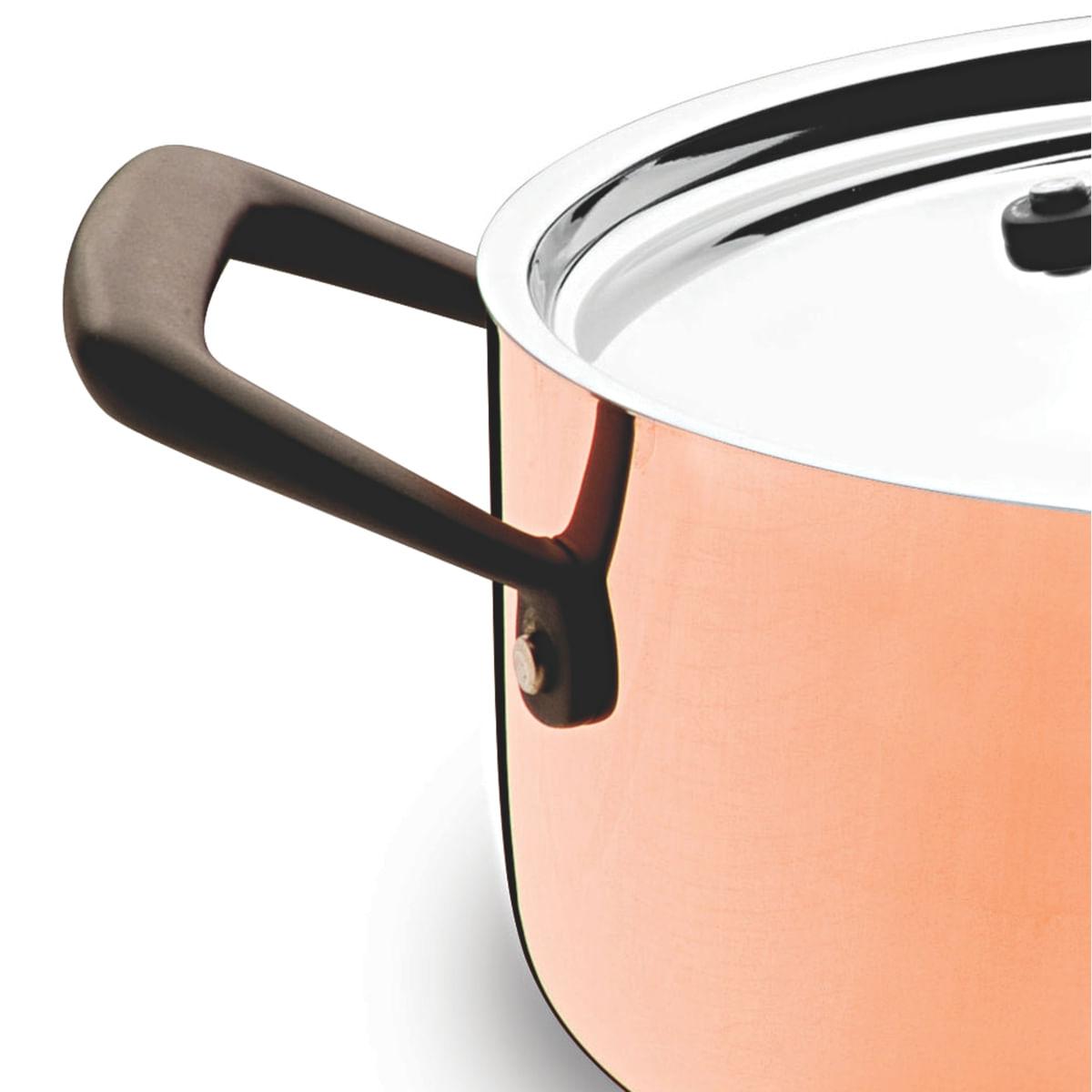 Caçarola Tramontina Trix Cobre Rasa com Tampa e Alças 24 cm 4,4 Litros