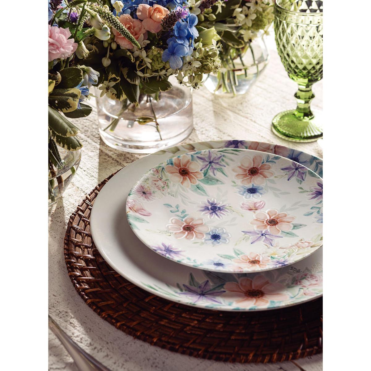 Aparelho de Jantar Tramontina Floratta em Porcelana Decorada 30 Peças