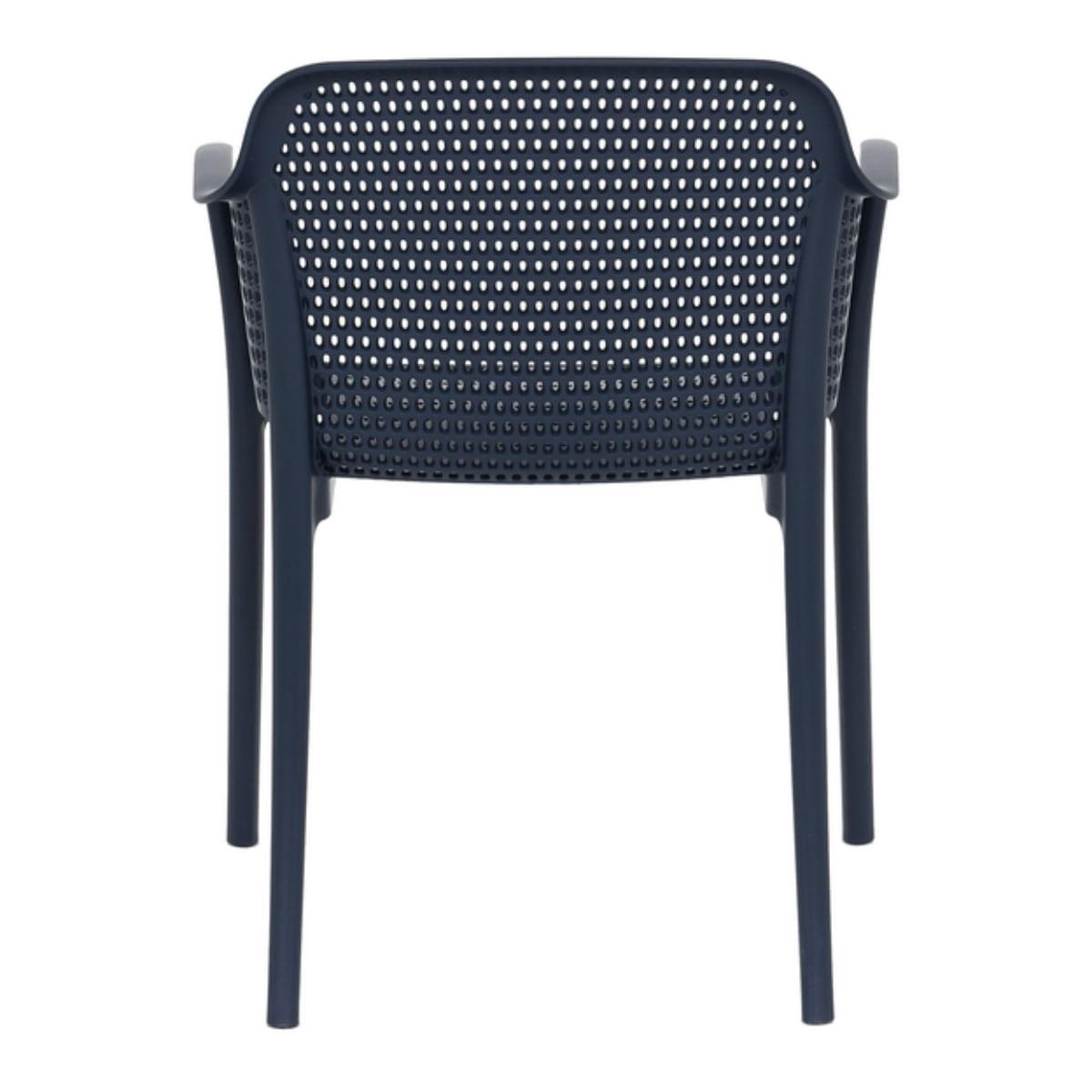 Cadeira Frisk com Braços Azul Navy Empilhavél em Polipropileno