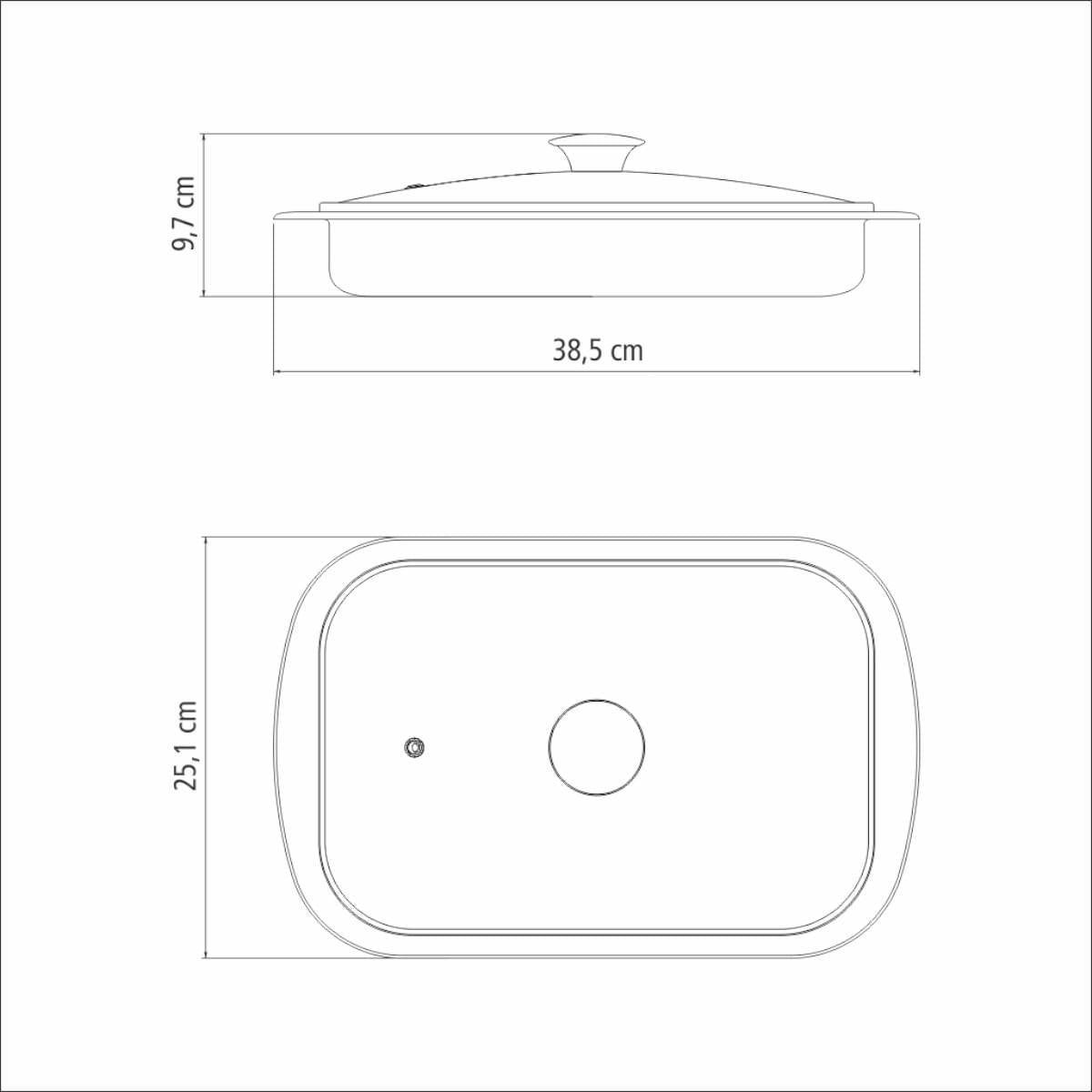 Kit para Assar e Servir Tramontina Cosmos em Aço Inox com Tampa de Vidro 4 Peças