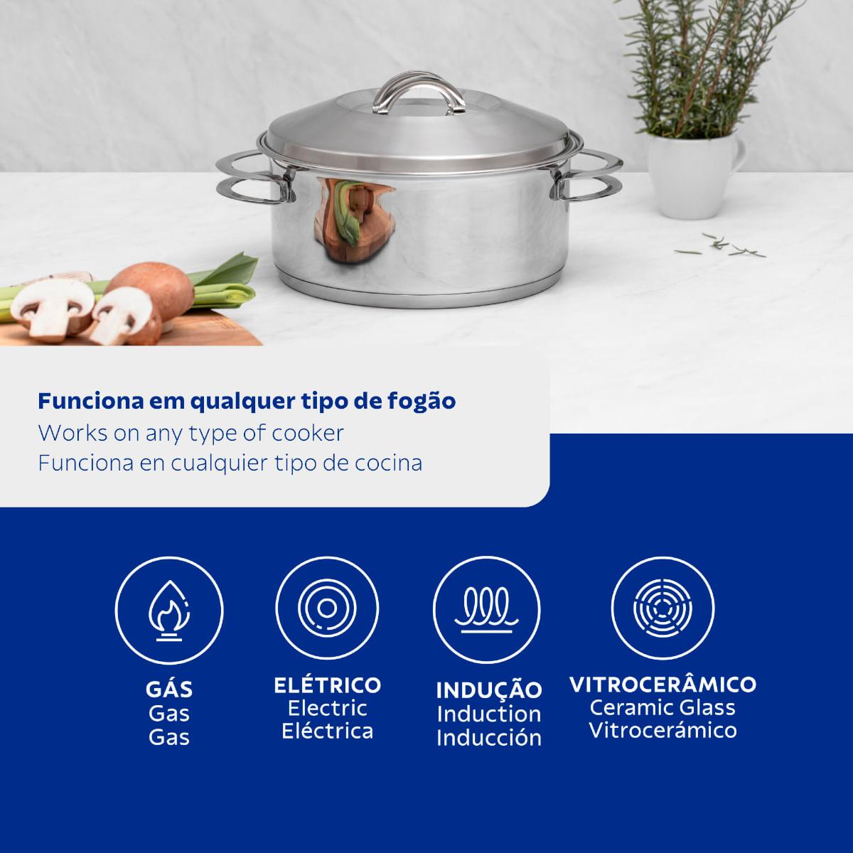 Jogo de Panelas Tramontina Solar 3 Peças Aço Inox Fundo Triplo