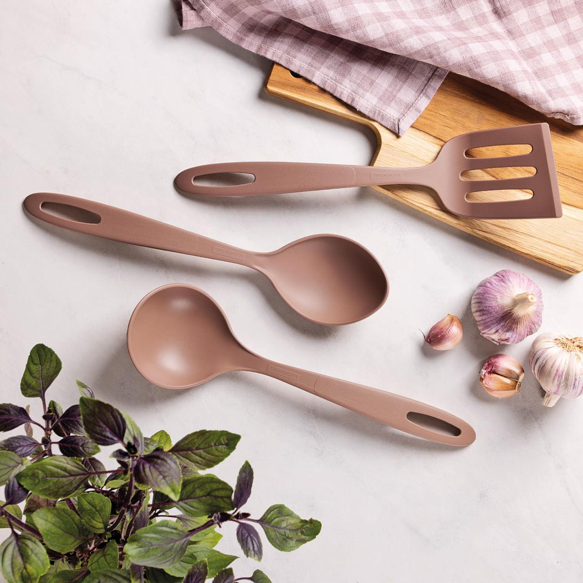 Jogo de Utensílios Tramontina Ability em Nylon Mocaccino 3 Peças