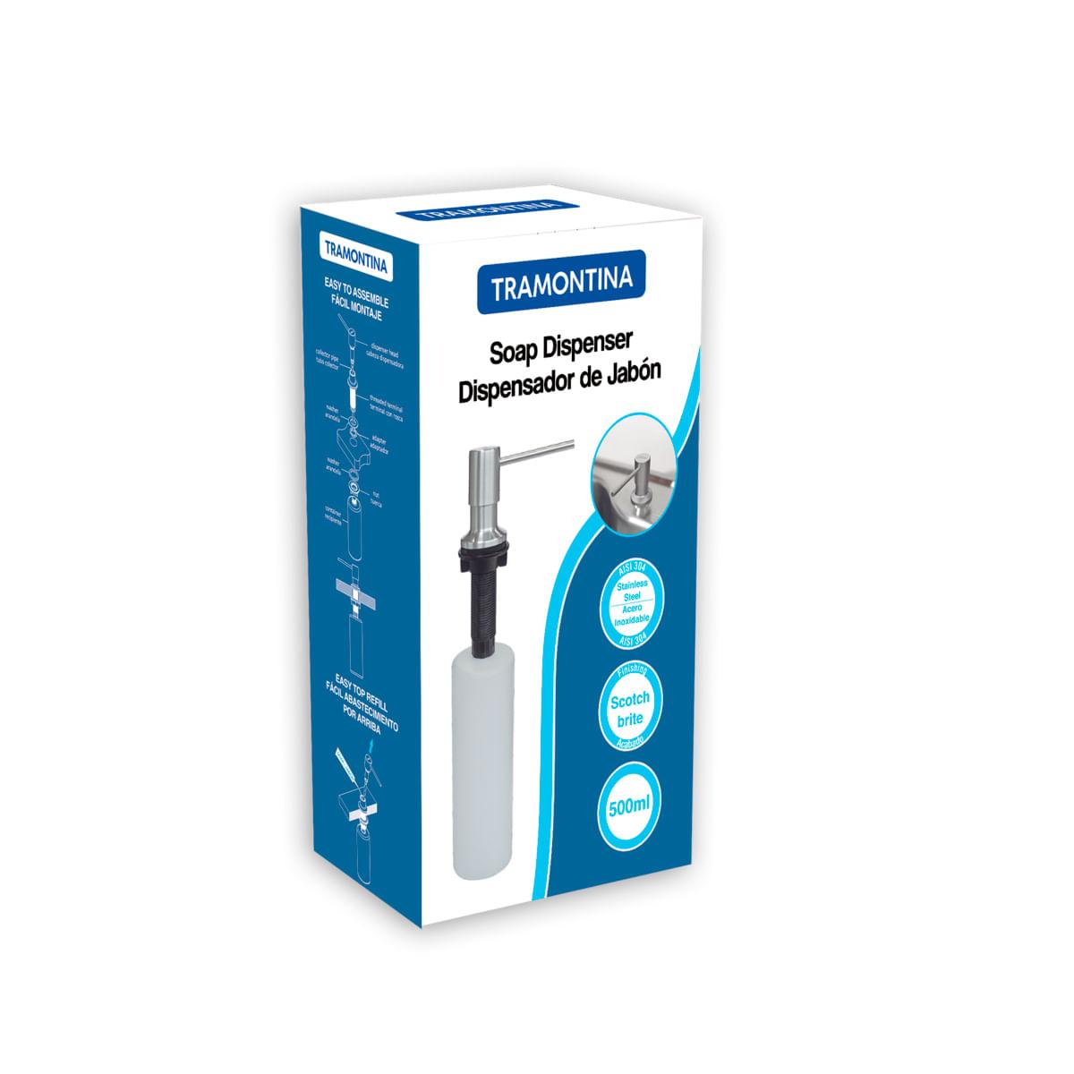 Dosador de Sabão Tramontina 500 ml em Aço Inox com Recipiente Plástico