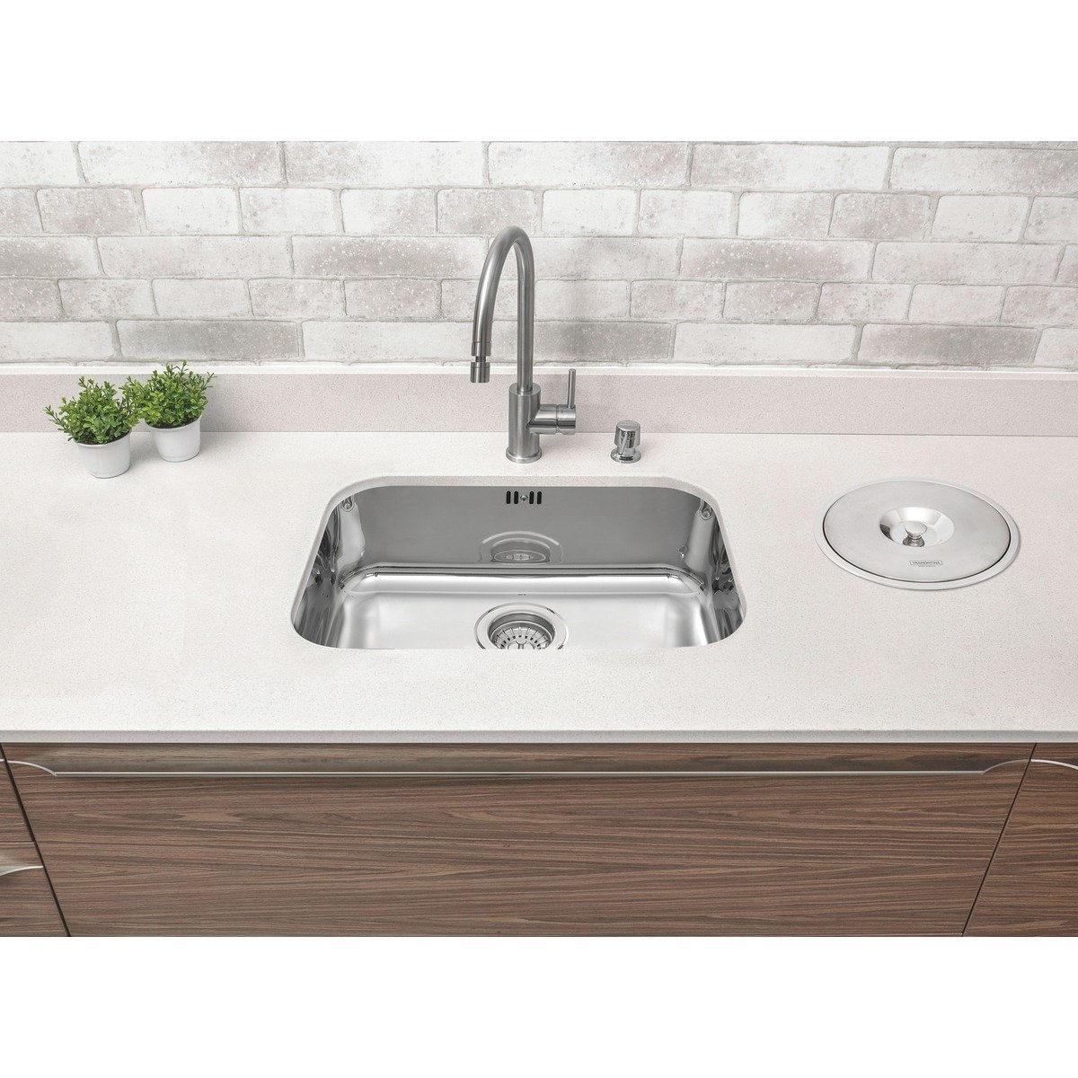 Misturador Monocomando Tramontina Arko em Aço Inox com acabamento Scotch Brite e Bica Articulada