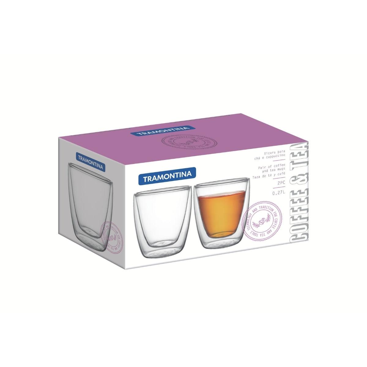 Conjunto de Xícaras para Chá e Café Tramontina em Vidro Duplo 2 Peças